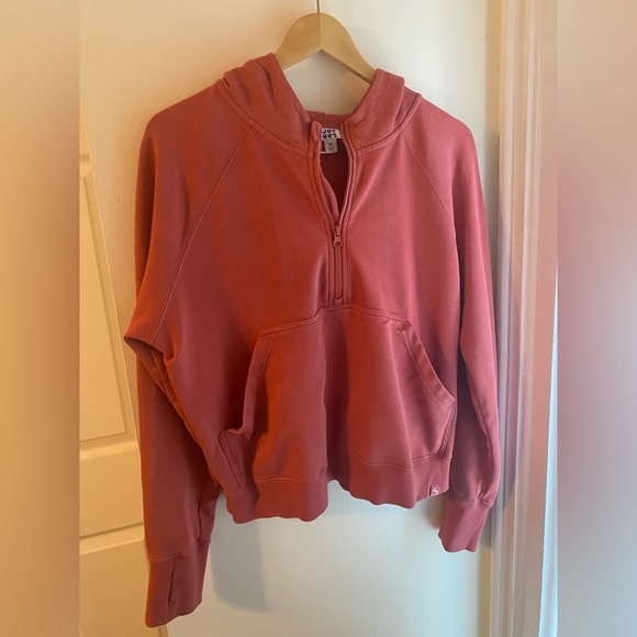 Joy Lab 1/2 Zip Sweatshirt Coral Pink Fleece Pullover Cotton Sz Medium LIKE NEW - Picture 4 of 9